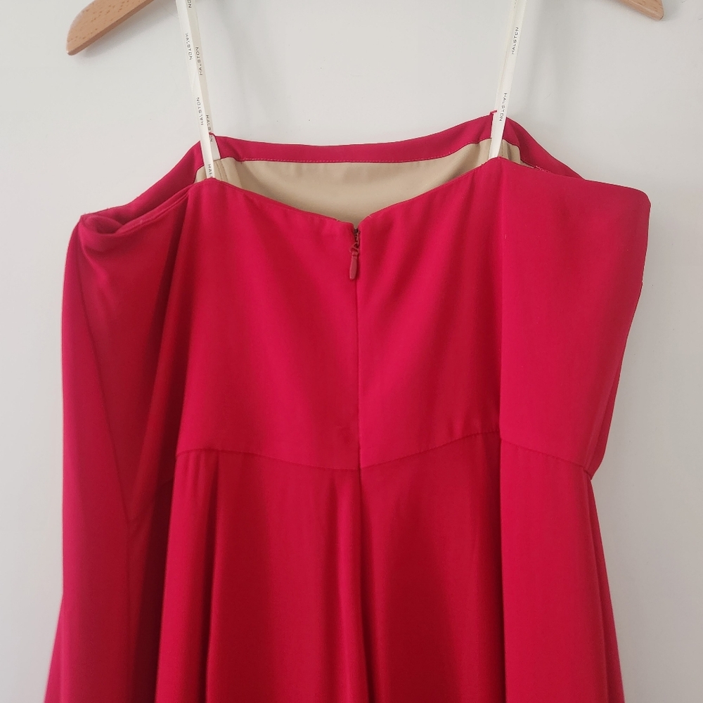 ❤️Host Pick! NWT Halston Heritage Red Strapless Draped Side Jumpsuit Size 10 - Picture 13 of 16